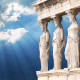 Greek Goddess with Blue Sky Background