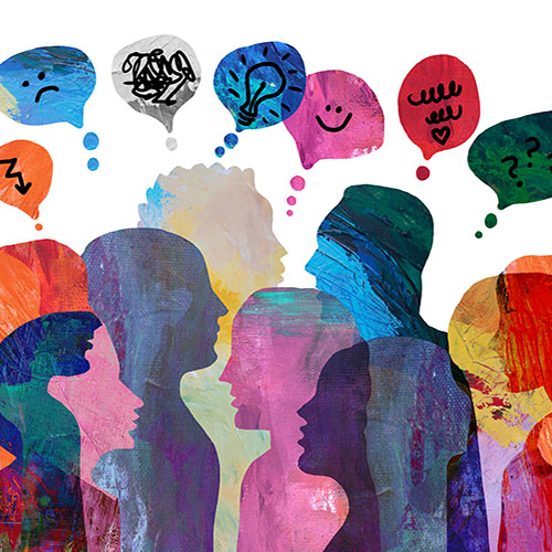 Group of diverse people with thoughts. Group of diverse people with thoughts.